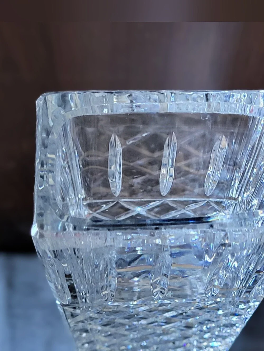 Vintage Brilliant Cut Crystal Vase | Architectural Rectangular Design - Picture 6 of 7